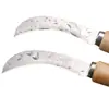 Cuchillo pelador de frutas y verduras para el hogar, hoja curva de acero inoxidable, corte ahorrador de mano de obra, mango de madera, antideslizante, fácil de agarrar, puede manejar piñas
