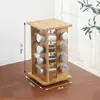 Estante de Almacenamiento de Escritorio de Madera Listo para Usar Estante de Especias de Múltiples Niveles para Cocina Organizador de Especias Giratorio de Bambú de Doble Nivel
