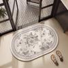 Tapete de Chão para Banheiro Absorvente e Secagem Rápida Estilo Americano Floral, Tapete de Porta Antiderrapante e Resistente à Sujeira, Tapete de Chão para Banheiro de Terra de Diatomáceas