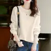 Moletom com Capuz de Algodão Manga Longa Primavera e Outono Feminino Estilo Coreano Estiloso Redutor de Idade Versátil Solto Estampado