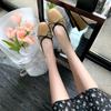 Sapatos femininos de couro legítimo Grape Mom Chanel estilo arco suave bico quadrado boca rasa sapatos de balé femininos de fundo macio