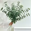Planta verde artificial de hoja de eucalipto, flor artificial de hoja de dinero de 3 puntas, decoración para el hogar y arreglos florales de boda, hojas estilo bosque, disponible para ventas en transmisiones en vivo