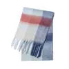 Novo Cachecol Ac-Style Outono e Inverno para Mulheres, Xale Grosso Xadrez Dupla Face com Padrão Colorido de Quatro Quadros