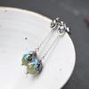 King Cervo Dourado S925 Prata Corrente de Prata Vintage Brincos Cloisonné Azul Queimado Pedra de Jade Hetian Contas Redondas Brincos Femininos Joias