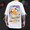 Camiseta de manga corta de moda nacional para hombre, estilo hip hop, estilo chino, estilo callejero, holgada, de talla grande, con estampado de oso.