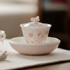 Olla de Cerámica Mi Yan con Flor Creativa Pintada a Mano, Plato Seco para Burbujas, Almacenamiento de Agua, Mesa de Té, Plato para Fruta Doméstico, Plato para Alimentos, Accesorios para Ceremonia del Té