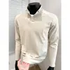 Camisa base de fleece estilo americano de manga longa para homens, nova coleção outono/inverno 2026, design moderno e minimalista, top casual com gola alta pequena
