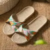 Zapatillas de Lino Estilo Nuevo Verano para Mujer Hogar Antideslizantes Pareja Zapatillas de Casa Sandalias Estilo Japonés Interior Suela Gruesa