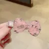 Pinza para el Cabello con Lazo Rosa Dulce Estilo Coreano, Pinza de Pato para Mujer, con Adornos de Estrella de Cinco Puntas con Pedrería de Alta Resistencia, Accesorio para el Cabello