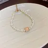 Collar de Diamante Cuadrado Rosa Flor de Cerezo Chapado en Oro Real Perla Cadena de Clavícula de Lujo Accesible Joyería de Nicho para Mujer Gama Alta