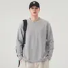 Camiseta de Manga Larga con Cuello Henley para Hombre Anyang 2026 Otoño Nueva Color Sólido Corte Holgado Pulóver Capa Base Camiseta Casual