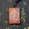 Pendente Bagua de madeira de jujuba atingida por raio pintado com raposa de nove caudas, acessório pessoal, artigos taoistas, amuleto da paz, puramente esculpido à mão
