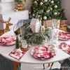 Mm301 Vermelho Natal Papai Noel Feriado Aniversário Louça para 8 Pessoas Conjunto de 4 Peças Prato de Papel Copo de Papel