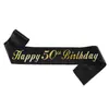 Tela de Satén Transfronteriza Europea y Americana Estampado en Caliente con Palabras Fiesta de Cumpleaños Correas para el Hombro Correas de Edad Cintas de Letras Feliz Cumpleaños