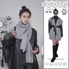 Chal de Exención de Responsabilidad de Alta Gama Cálido Moda Estilo Occidental Capa de Punto de Cuello Grande Bufanda de Invierno de Lana de Doble Propósito para Mujer