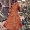 Outono 2025 Amazon Ebay Aliexpress Wish Rua Vestido Elegante Feminino Grande Rodado em Estoque