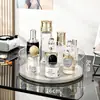 Prateleira Giratória de Armazenamento com Bolinhas na Cor Creme com Bandeja de Armazenamento de Rotação Livre de 360 Graus, Organizador de Cosméticos e Skincare Estilo Ins