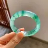 Pulsera de Jade, Flor Verde Brillante Tipo Hielo Pulsera Tallada a Mano, Jade de Cuarcita de Alta Gama Exquisita Joyería Fábrica al por Mayor