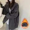 Sudadera con cremallera para mujer Shandong Jimo 2026 Nueva Primavera Corte holgado Petite Cárdigan Top con cremallera Ropa versátil para mujer