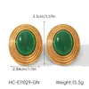 Amazon Europa América aretes ovalados de piedra natural vintage de lujo ligero retro estilo de venta caliente transfronteriza tachuelas de acero inoxidable