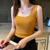 Camisola tipo chaleco para mujer, ropa exterior de verano, de punto interior, de corte ajustado, camisa informal con cuello cuadrado, sin mangas para niña