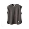 Chaleco de verano nuevo para hombre, camiseta sin mangas holgada y transpirable con hombros anchos, chaleco americano de cuello redondo de color sólido pesado, moderno