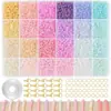 Kit de pulsera de cuentas de semilla de 3 mm de 24 colores macaron, kit DIY para niños, cuentas de semilla, hilo elástico, set de abalorios