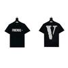 2024 VLONE Camiseta de Manga Corta Serie V Grande Estampado de Estrella V Camiseta de Manga Corta para Parejas Hombres y Mujeres Tendencia High Street Personalizada