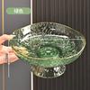 Padrão Glaciar Prato de Frutas Transparente Borda Dourada Quente Luxo Leve Redondo Cristal Prato de Frutas Secas Prato Alto de Sobremesa Prato de Frutas