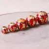 Cuentas Redondas con Mantra de Seis Caracteres en Cloisonné Rojo, Cuentas Sueltas Azul Quemado, Separadores Perforados Retro con Mantra de Seis Caracteres en Cloisonné