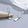 Pendientes serie navideña para mujer plata de ley 925 ambiente navideño Pendientes de campana y copo de nieve personalidad estilo ins joyería para orejas