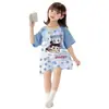 Pijama de Niña Estilo Verano Algodón Puro 2025 Nuevo Manga Corta Estilo Delgado Nezha Niñas Ropa de Casa para Niños Grandes Venta al por Mayor