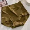 Ropa interior de cintura alta para mujer, seda de hielo, verano, fina, transpirable, talla grande, chica rellenita, algodón puro, seda, entrepierna antibacteriana, shorts triangulares, cabeza