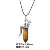 Colgante de Cristal de Piedra Natural, Colgante de Cristal Rosa Amatista, Accesorio de Collar de Columna Hexagonal de Punta Única, Colgante de Collar Péndulo