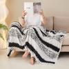 Manta Jacquard Colorida Catiônica Multifuncional, Manta Decorativa com Pompons para Sofá de Quarto, Manta para Soneca no Escritório