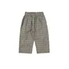 En Stock Primavera/Verano 2026 Bene Mismo Estilo Pantalones Casuales de Algodón Puro a Cuadros con Cintura Elástica para Niños y Niñas, Pantalones Anti-Mosquitos para Uso al Aire Libre