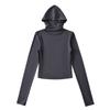 Camiseta de manga larga con capucha y cuello alto de corte entallado de estilo europeo y americano para mujer, otoño e invierno 2023, camiseta interior cálida con forro polar