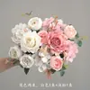 Buquê Retro Peônia Flores Artificiais Arranjo de Flores de Simulação Enfeites para Sala de Estar Decoração de Escada Flores de Seda Flores Biônicas Adereços para Fotos