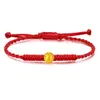 Loja de Ouro da China Pé de Ouro 999 Fivela Ping An Contas de Transferência de Ouro Pulseira Cordão de Mão Vermelho Trançado Casal da Fortuna