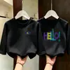 Camiseta de algodón puro para niños, estilo coreano, modelo nuevo otoño 2026, estampado de dibujos animados para niños, camisa elegante y guapa de manga larga para niños