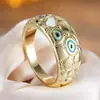 Anillo Ojo de Demonio Dorado Luochen, Anillo con Textura de Escamas Esmaltadas Gota de Aceite, Anillo Estilo Étnico Vintage para Dedo Índice, Venta al por Mayor