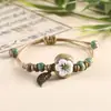 Pulseira de Corda Trançada Floral em Cerâmica de Jingdezhen, Joia Tecida Fofa Artesanal Estilo Floresta, Fornecimento Atacadista de Barraca de Mercado Noturno