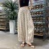 Pantalones de linterna de nueve puntos de lunares para mujer de cintura alta holgados adelgazantes casuales pantalones tipo capullo Tencel lino pantalones de pierna ancha A13024