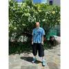 Atuendo para Cita en Isla de Verano: Camisa Azul de Manga Corta con Estampado Estilo Cubano para Vacaciones para Hombre, en Stock