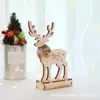 Adornos de Navidad de Madera Artesanía Navideña Estilo Rústico Iluminación LED Artesanía Navideña
