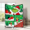 25 Manta del Grinch Más Vendida Transfronteriza de Amazon Nuevo Estilo Navideño Manta de Franela Manta para la Siesta de Otoño
