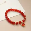 Pulsera original de dragón linda auspiciosa para mujer moda nacional ágata roja natural año nuevo chino dragón lindo Pulsera Marca de la Suerte al por mayor