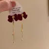 Brincos de Miçangas com Laço Vermelho para Outono e Inverno para Mulheres, Brincos de Alta Qualidade, Novos Brincos Vermelhos Estilo Chinês 2025