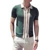 Novo suéter de verão manga curta cardigã masculino camisa POLO slim business camiseta cor contrastante comércio exterior atacado transfronteiriço