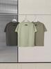 Essenciais Gola Redonda Manga Curta Nevoeiro Linha Dupla Solta Casual High Street Estilo Americano Manga Meia-Manga Marca Moderna Masculina Camiseta de Algodão Puro